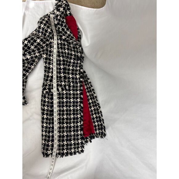 Nine West Houndstooth Coat Wool Blend Size S Black White Classic Winter Fall - Picture 11 of 11